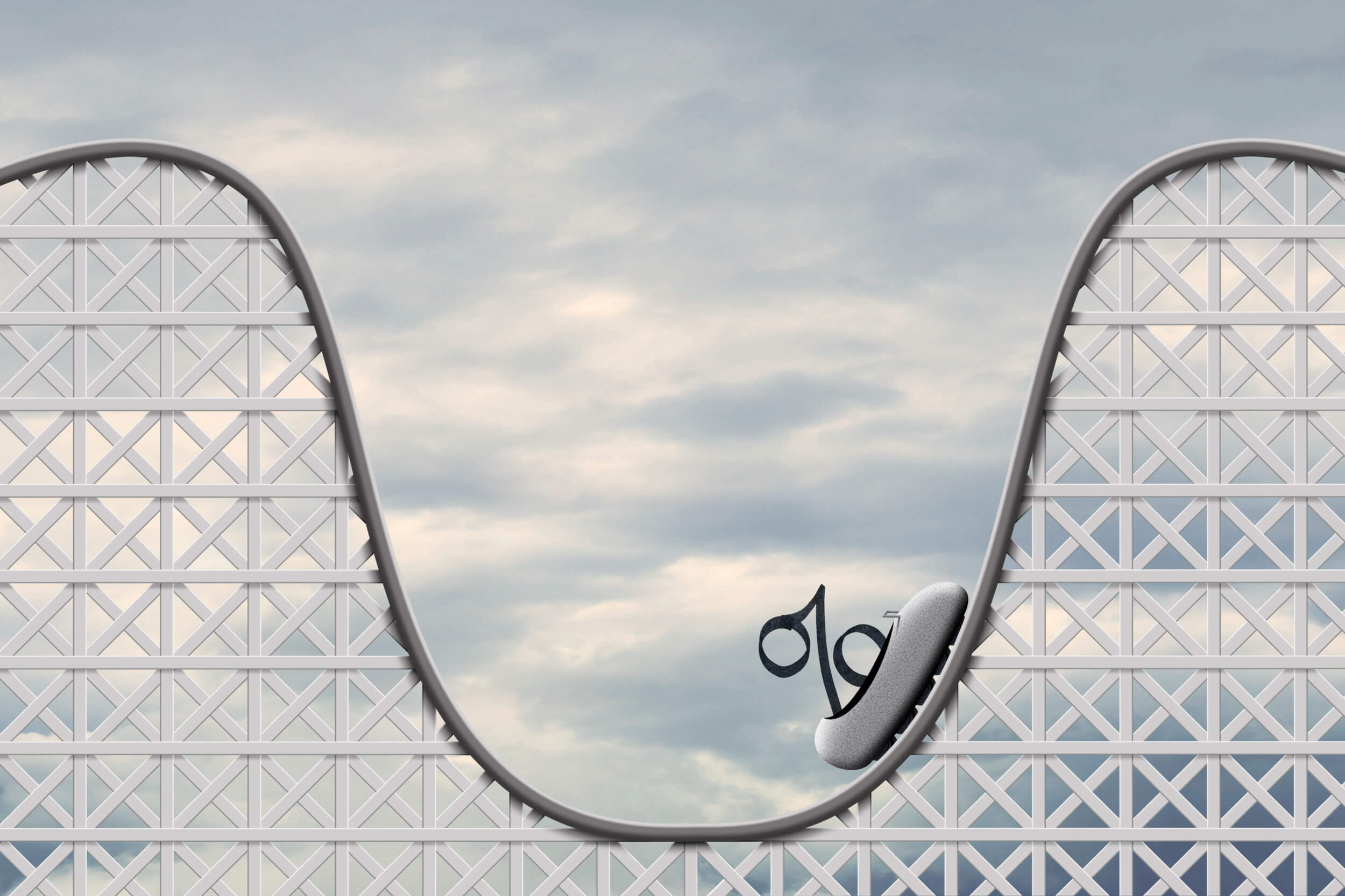 Roller coaster depicting interest rates rising up steeply